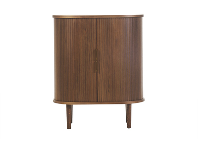 Vintage hoher Buffetschrank mit dunklen Nussbaum-Schiebetüren L70 cm EPIC