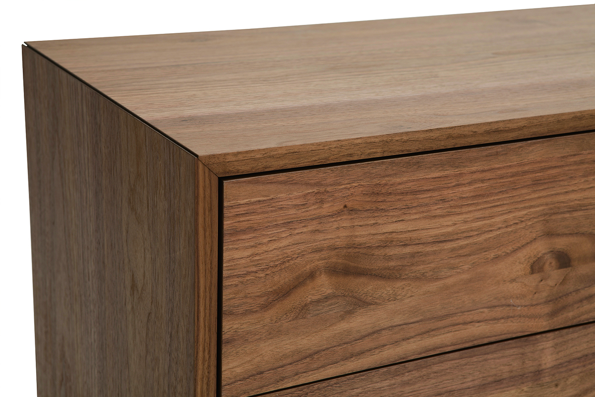 Vintage-Kommode mit sechs Schubladen aus Walnuss und Metall MANNY