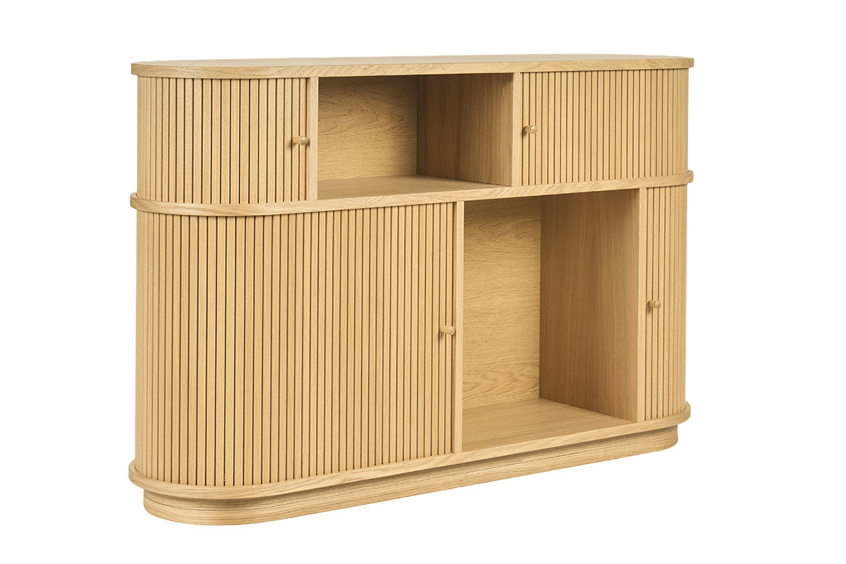 Vintage Konsole aus hellem Eichenholz mit Schiebet�ren L120 cm EPIC