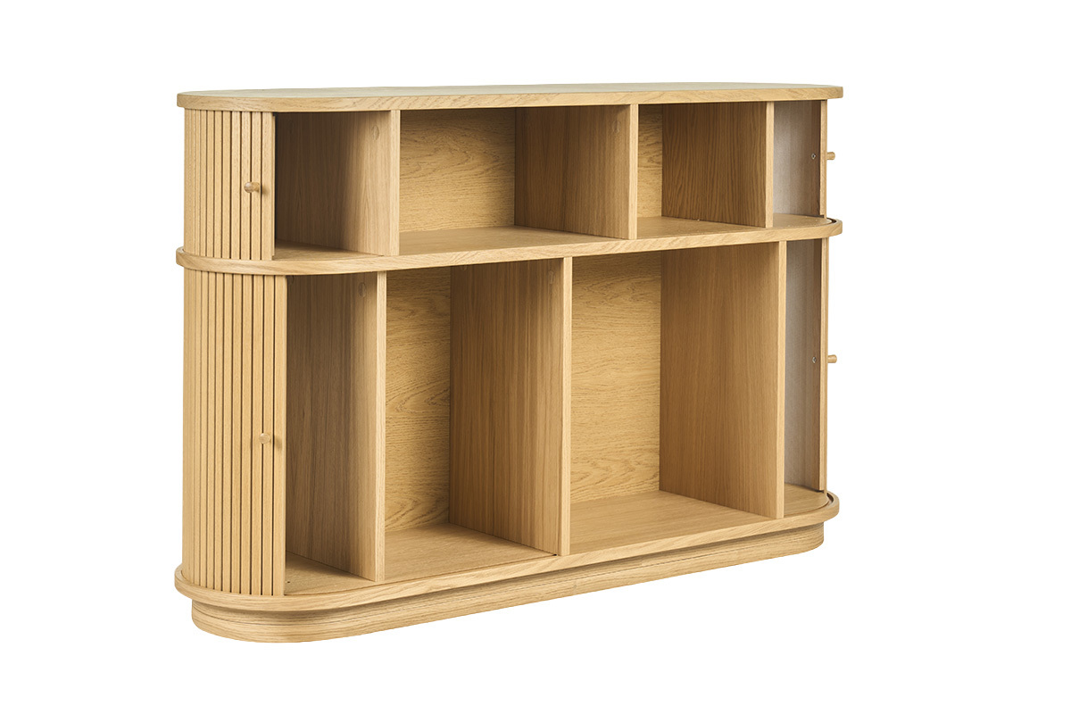 Vintage Konsole aus hellem Eichenholz mit Schiebet�ren L120 cm EPIC