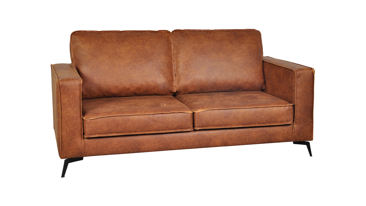 Vintage-Ledersofa 2-Sitzer cognacfarben SONNY