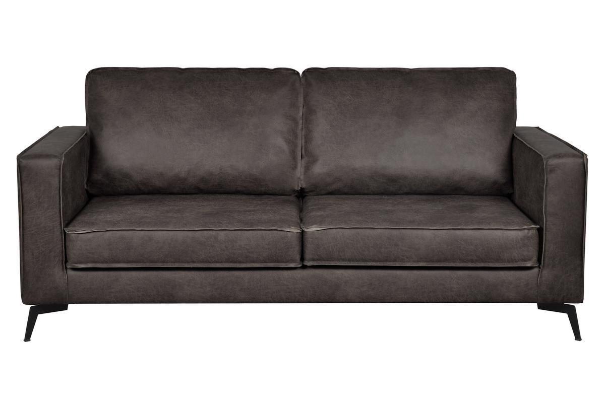 Vintage-Ledersofa 3-Sitzer schwarz SONNY