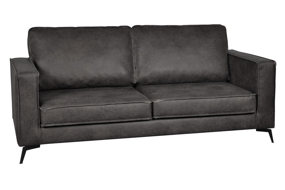 Vintage-Ledersofa 3-Sitzer schwarz SONNY