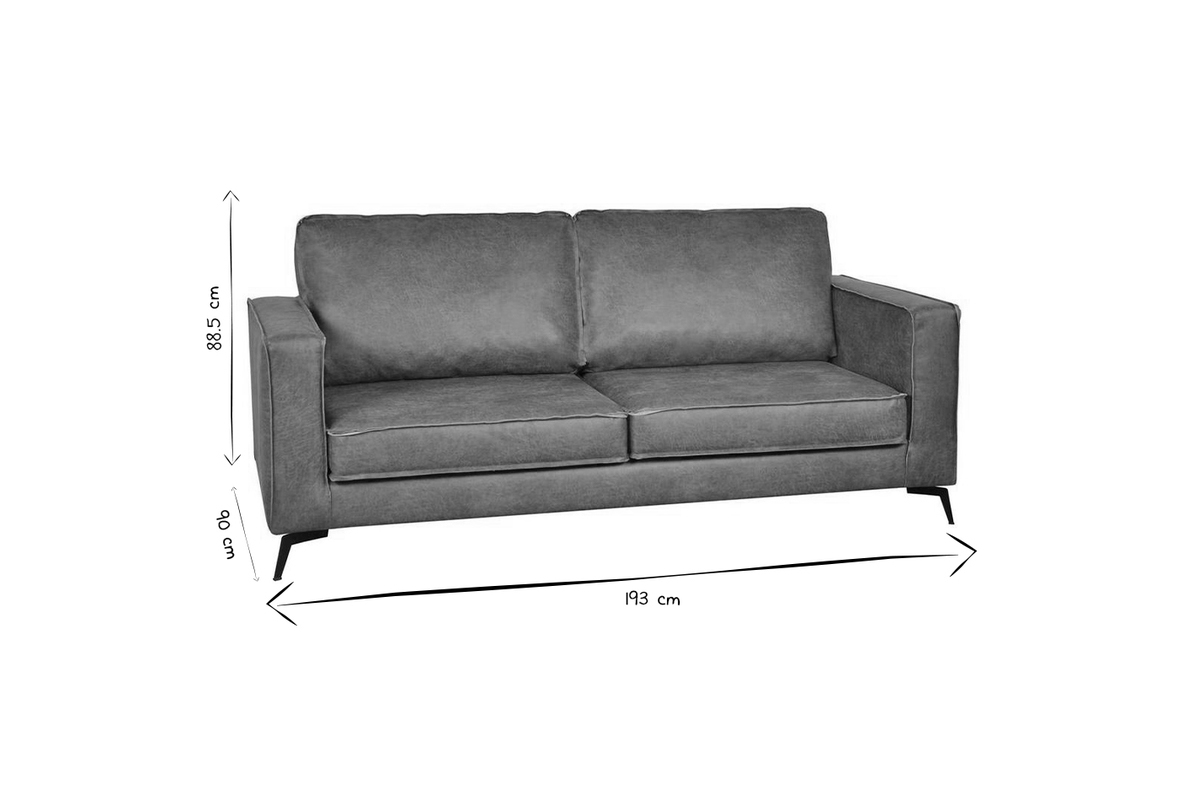 Vintage-Ledersofa 3-Sitzer schwarz SONNY