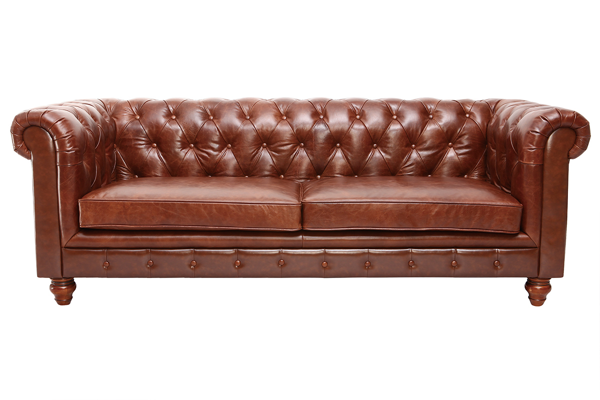 Vintage-Ledersofa 3 Sitzpltze CHESTERFIELD