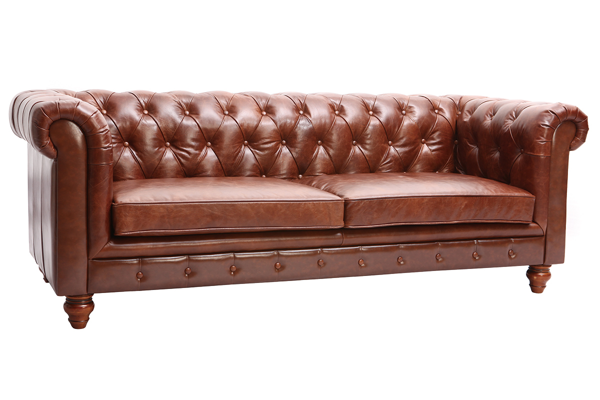 Vintage-Ledersofa 3 Sitzpltze CHESTERFIELD