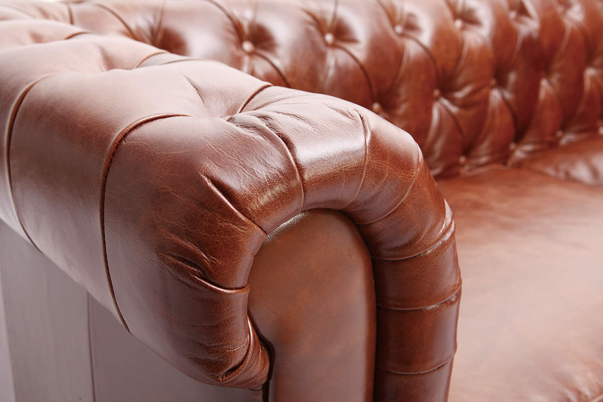 Vintage-Ledersofa 3 Sitzpltze CHESTERFIELD