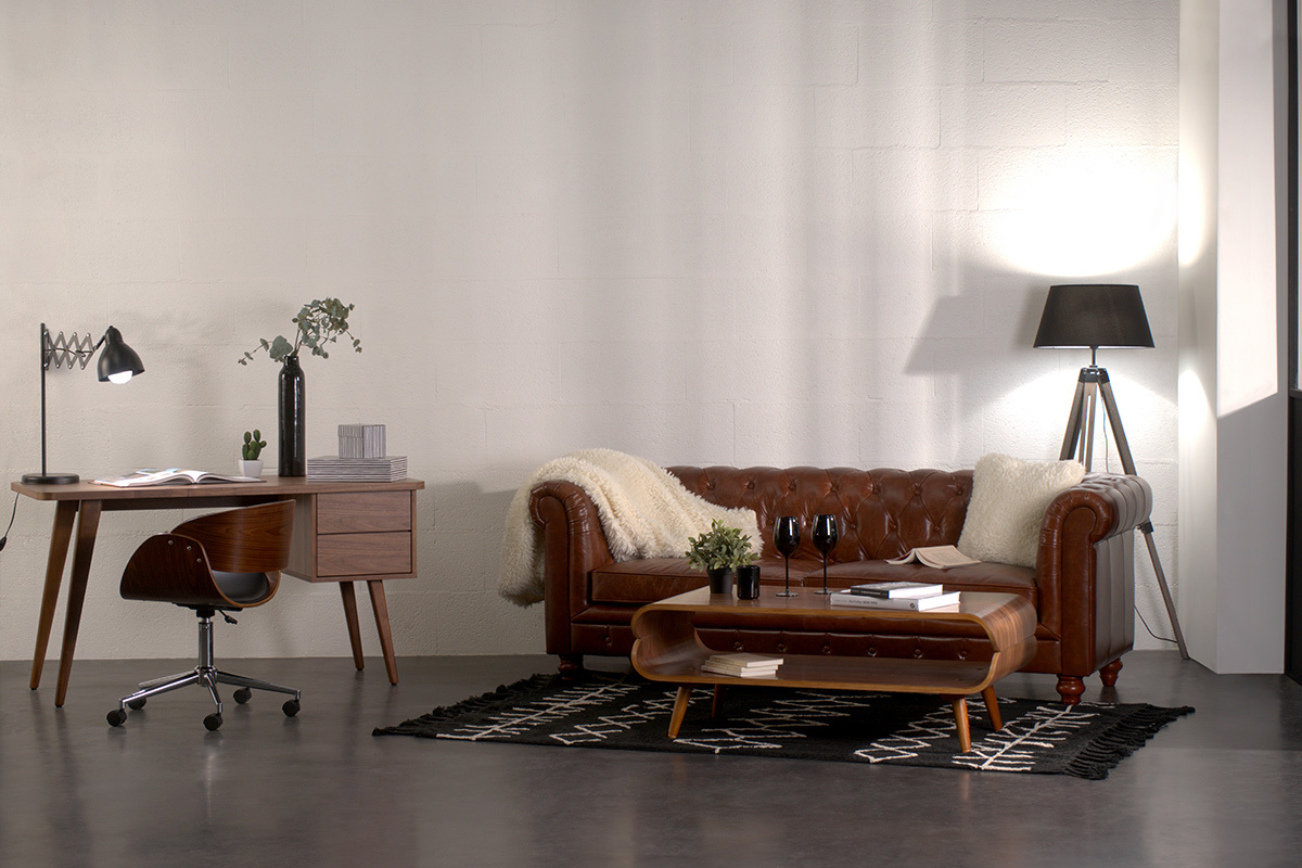 Vintage-Ledersofa 3 Sitzpltze CHESTERFIELD