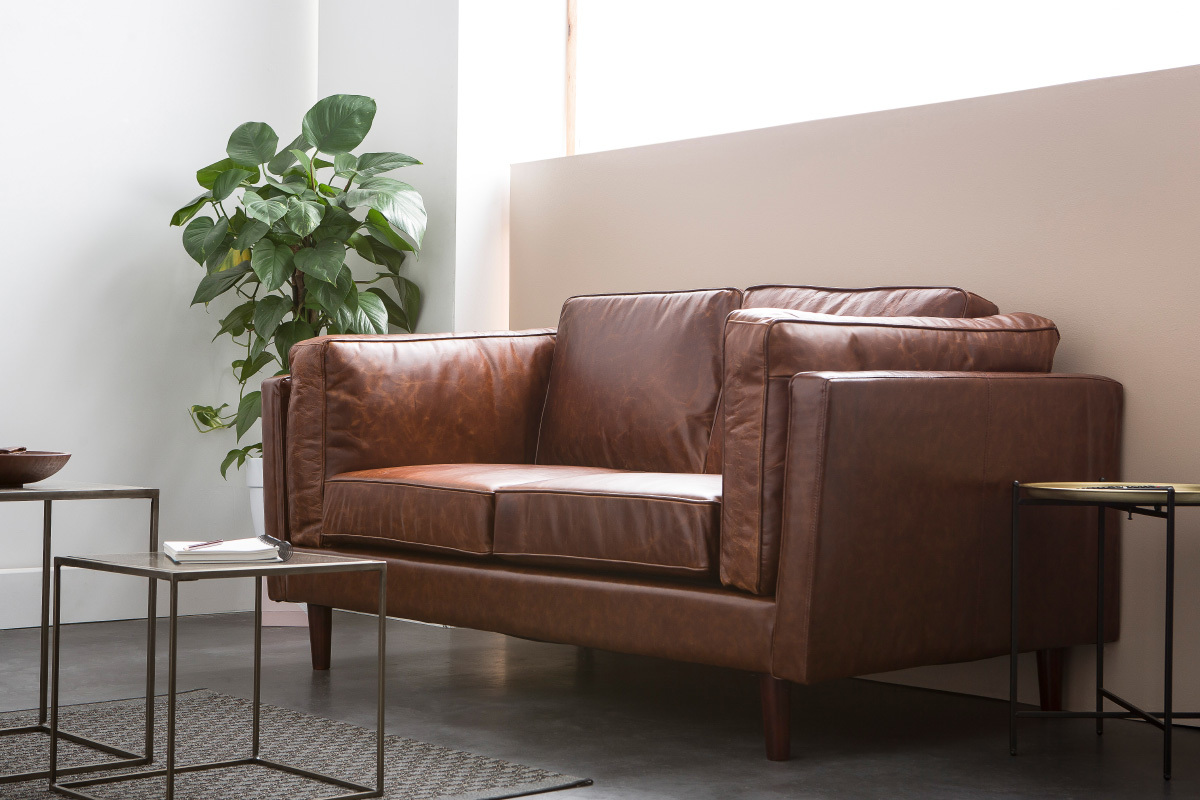 Vintage-Ledersofa Braun 2 Sitzpltze CURTIS