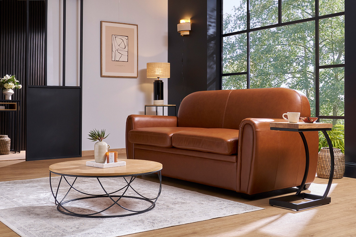 Vintage-Ledersofa braun 3-Sitzer CLUB
