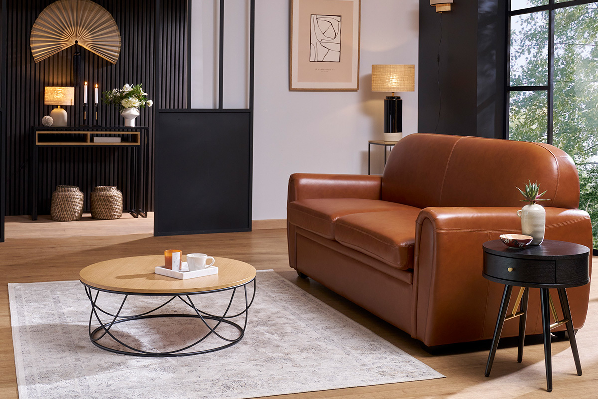 Vintage-Ledersofa braun 3-Sitzer CLUB