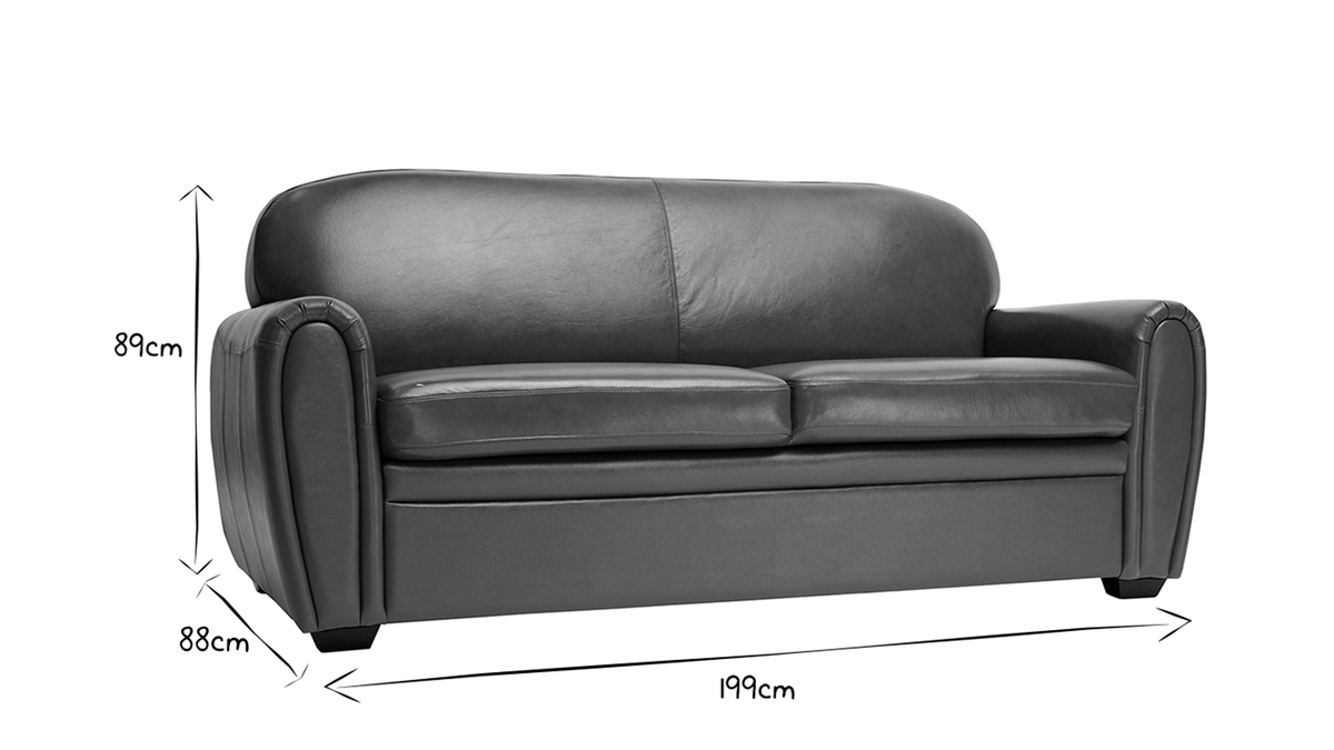 Vintage-Ledersofa dunkelbraun 3-Sitzer CLUB