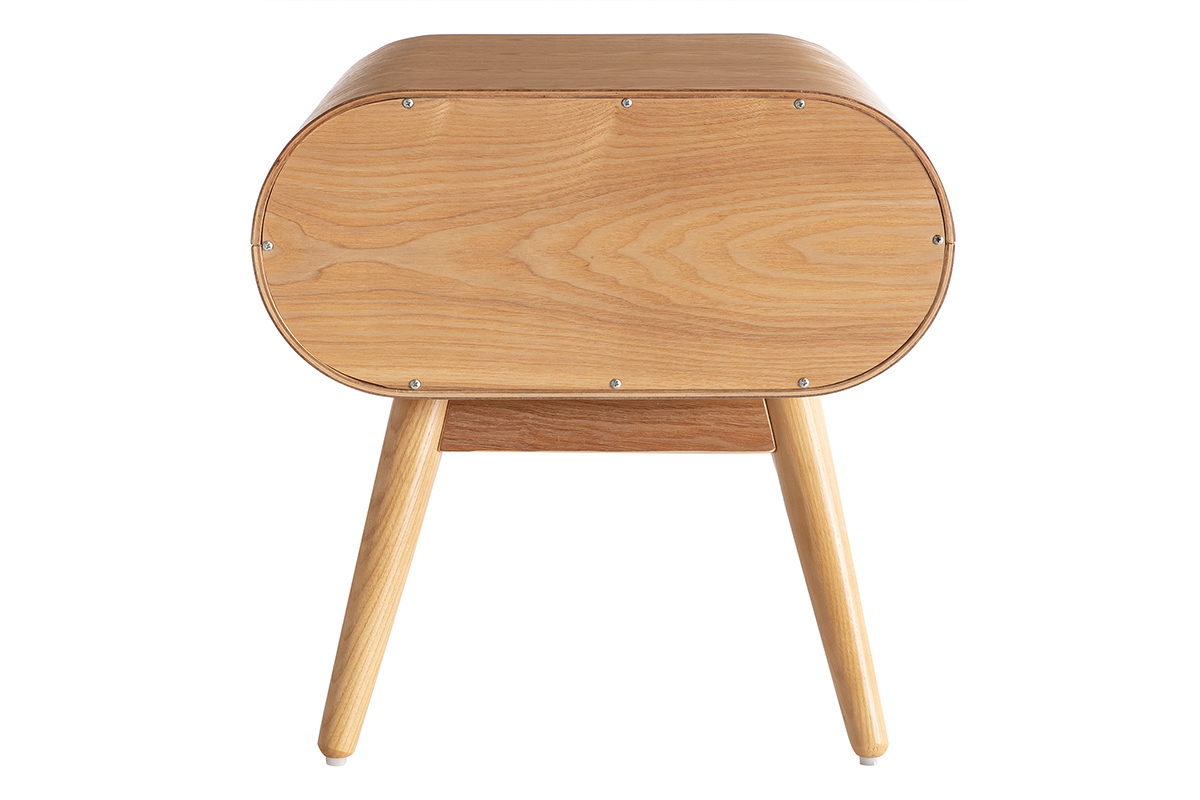 Vintage-Nachttisch mit Schublade aus hellem Holz (2er-Set) BJORG