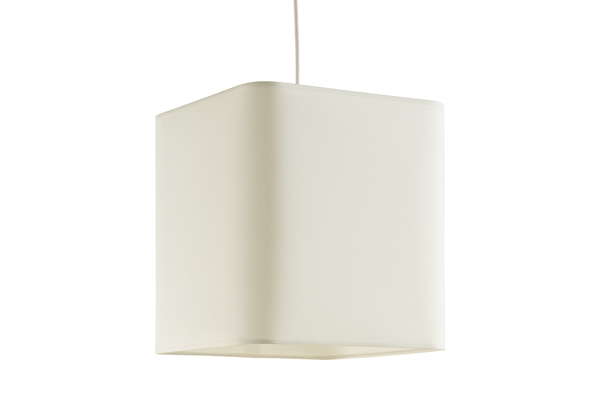 Vintage-Pendelleuchte in Wrfelform aus Baumwolle in Ecru L28 CUBO
