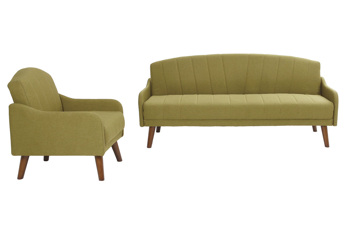 Vintage-Schlafsofa 3 Pltze Grn ARYA