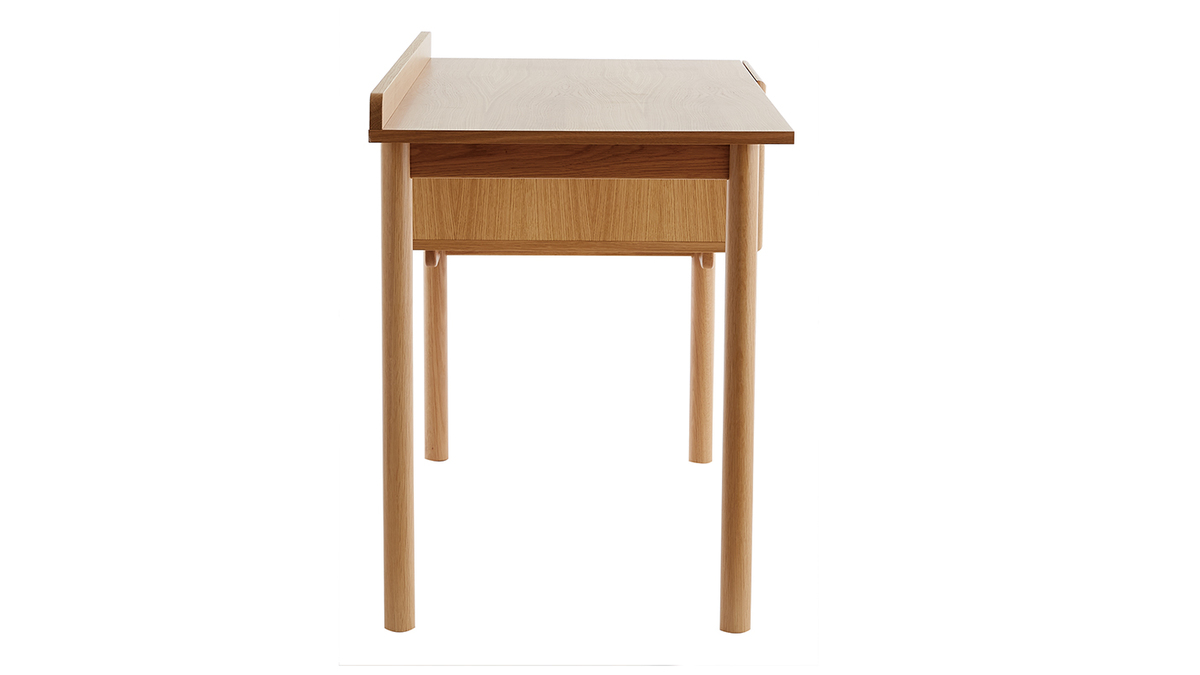 Vintage-Schreibtisch aus Eichenholz mit geflochtener Schublade B 130 cm ANTIK