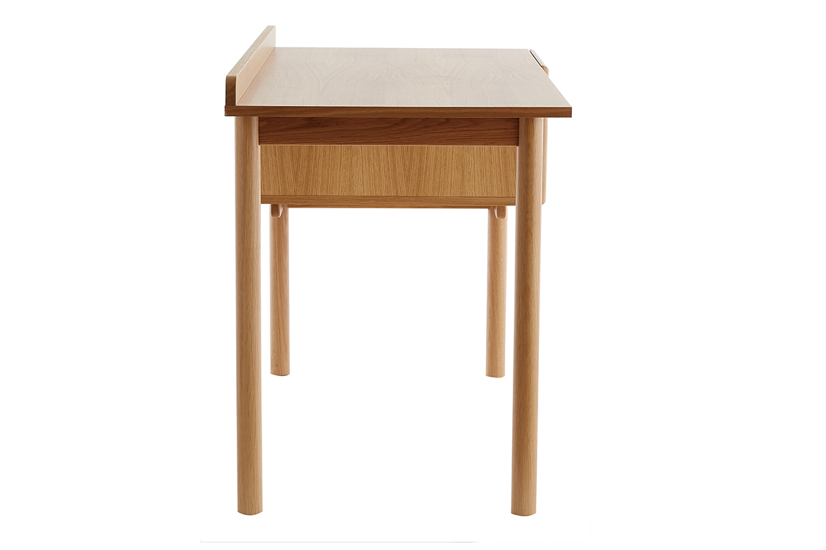 Vintage-Schreibtisch aus Eichenholz mit geflochtener Schublade B 130 cm ANTIK