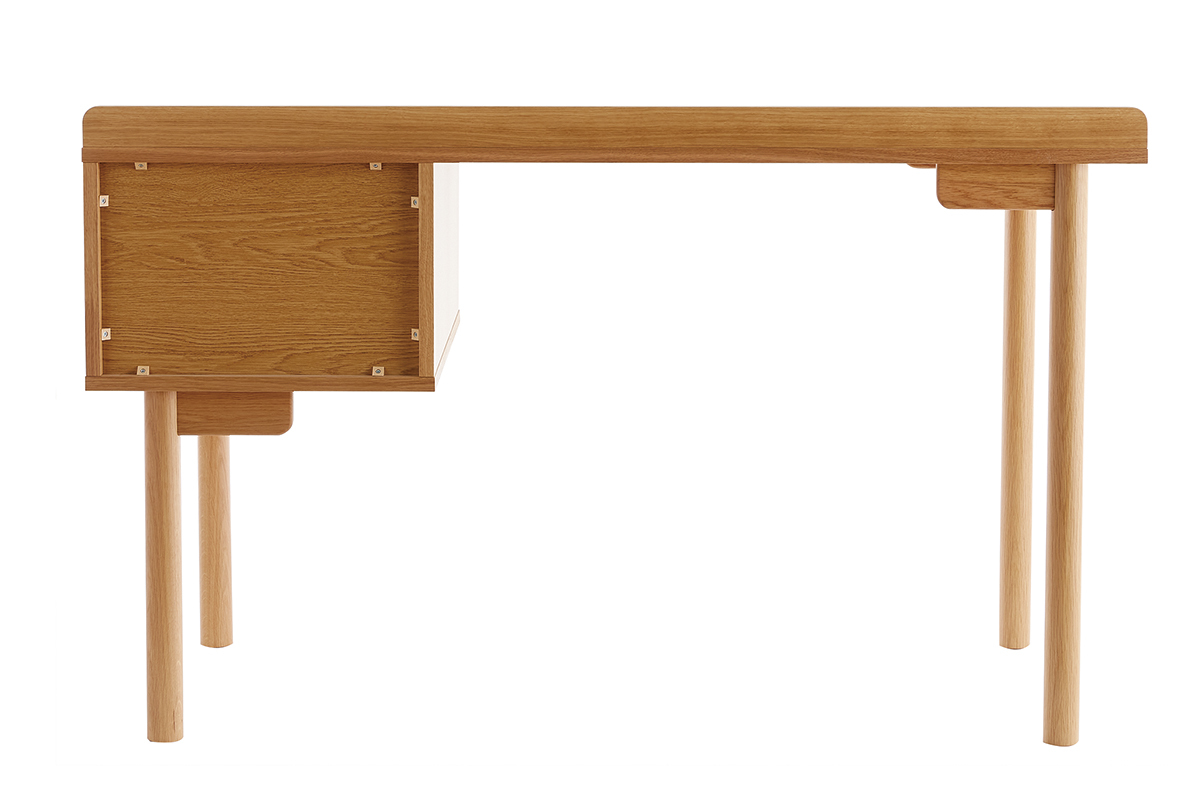 Vintage-Schreibtisch aus Eichenholz mit geflochtener Schublade B 130 cm ANTIK