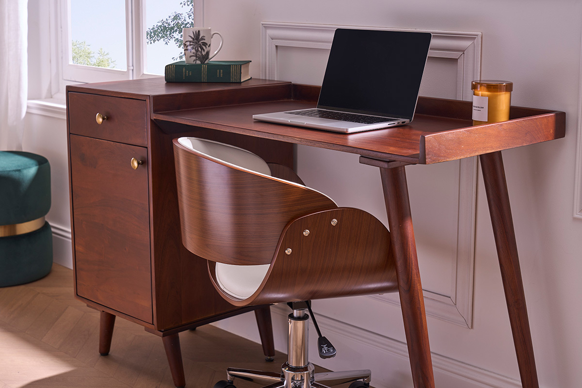 Vintage-Schreibtisch mit Schubladenelement aus massivem Akazienholz B130 cm  ROBY