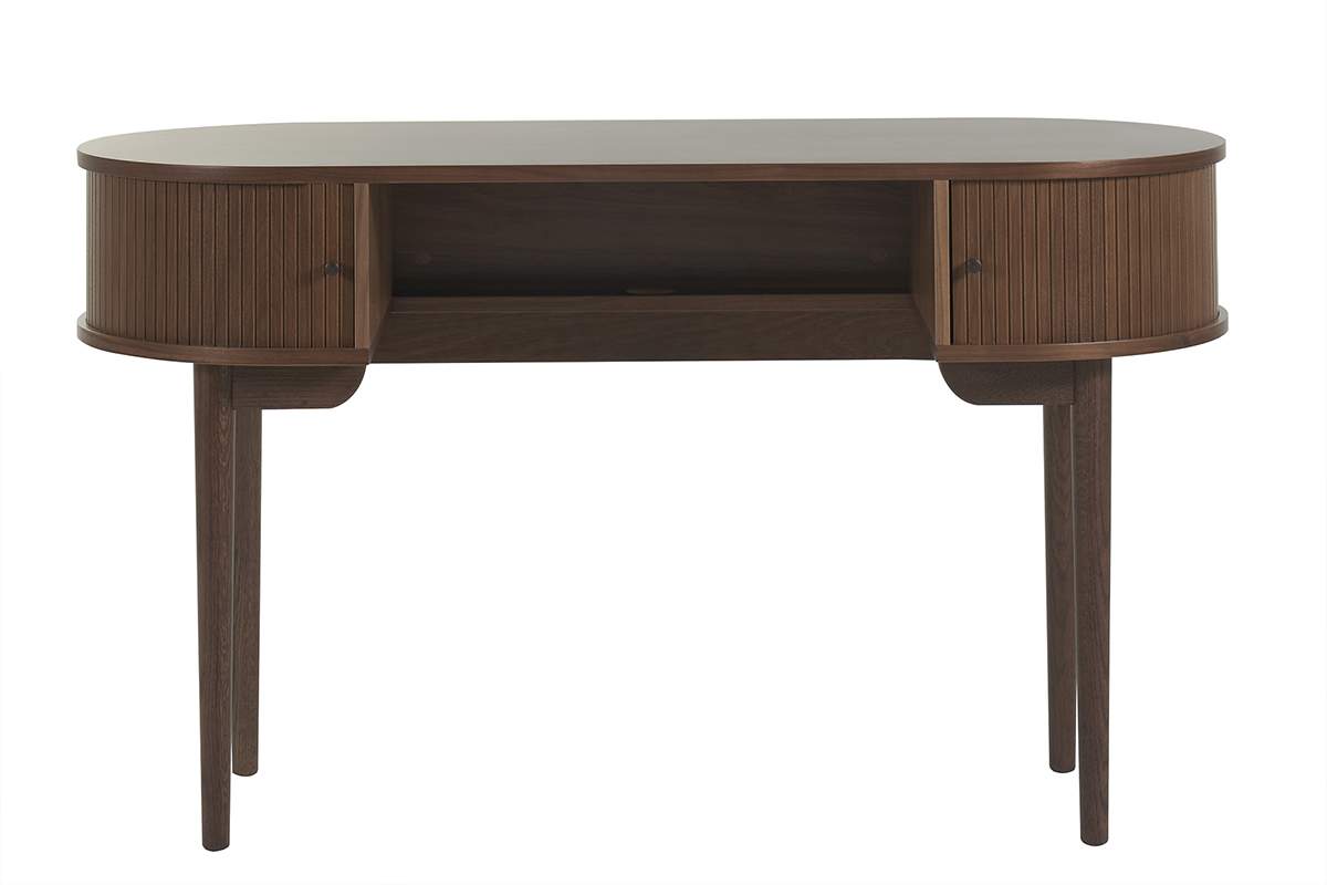 Vintage-Schreibtisch mit Stauraum und Schiebetren aus dunklem Holz B130 cm EPIC