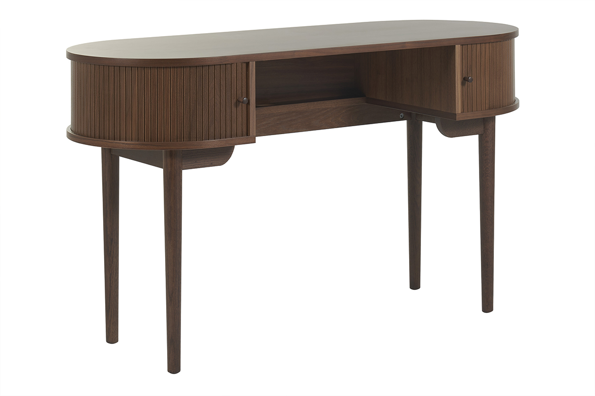 Vintage-Schreibtisch mit Stauraum und Schiebetren aus dunklem Holz B130 cm EPIC