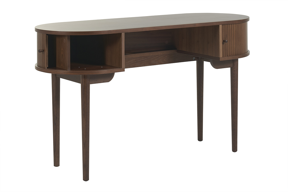 Vintage-Schreibtisch mit Stauraum und Schiebetren aus dunklem Holz B130 cm EPIC