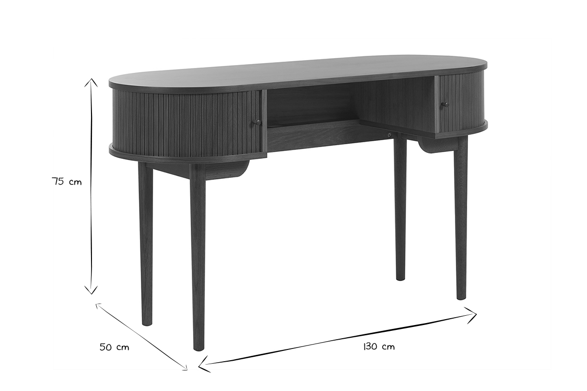 Vintage-Schreibtisch mit Stauraum und Schiebetren aus dunklem Holz B130 cm EPIC