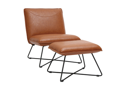 Vintage-Sessel Braun mit Fußstütze PHILO