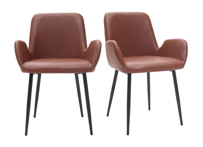 Vintage-Sessel Hellbraun mit schwarzen Metallbeinen (2er-Set) TIKA