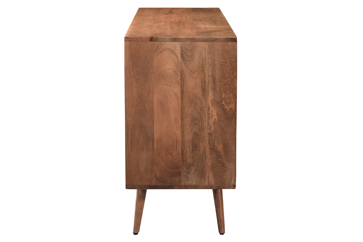Vintage Sideboard aus massivem Mangoholz mit geschnitzten Tren mit Motiv L140 cm HIRA
