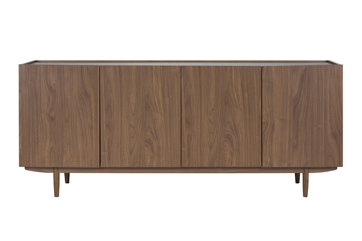 Vintage Buffet aus dunklem Nussbaumholz, 4 T�ren, Frontansicht.