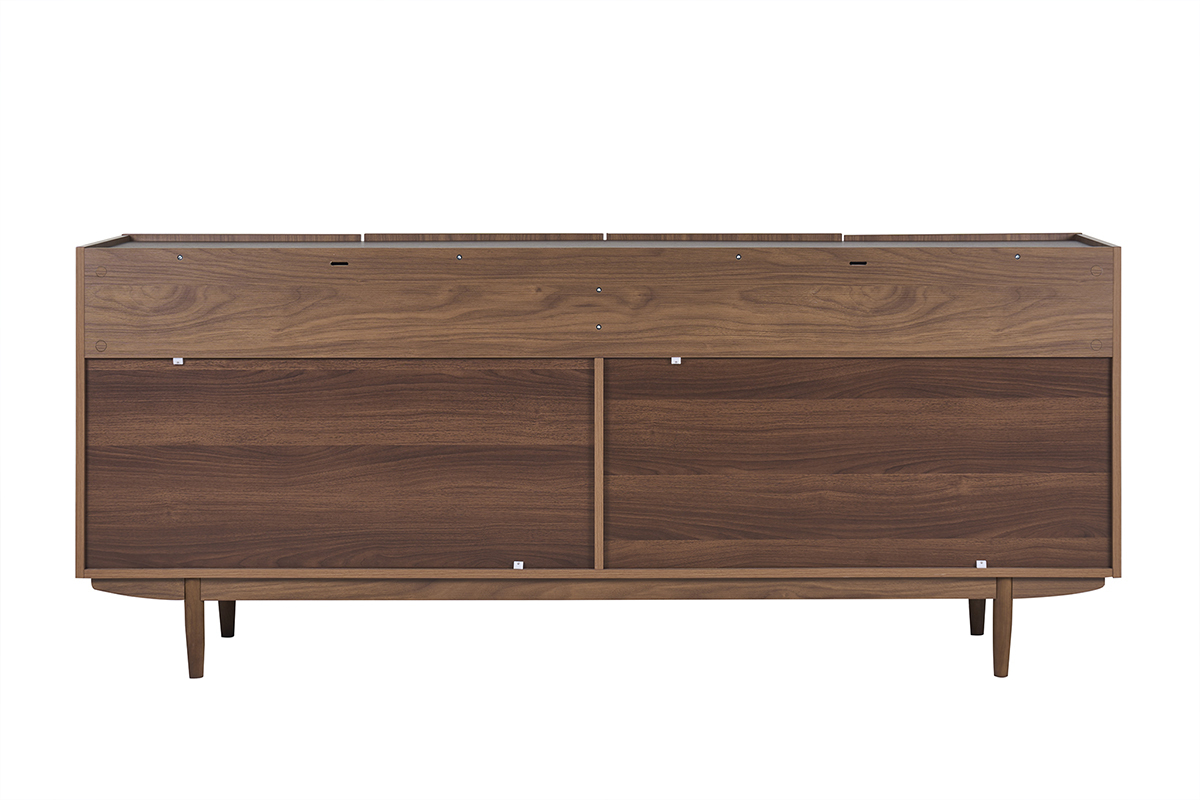 Dunkles Nussbaumholz Sideboard SANAA mit vier T�ren, R�ckansicht.