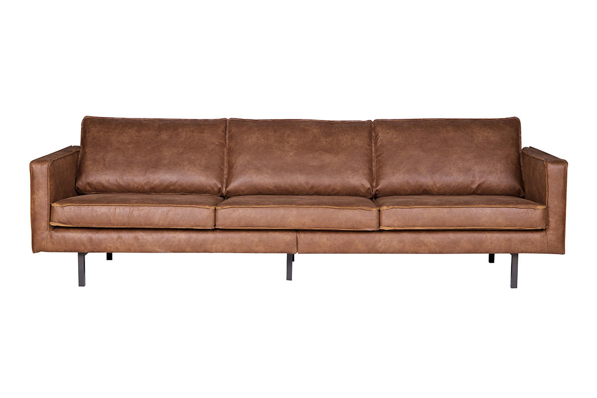 Vintage-Sofa Braunes Leder 3 Sitzpltze ASPEN - Kunstleder