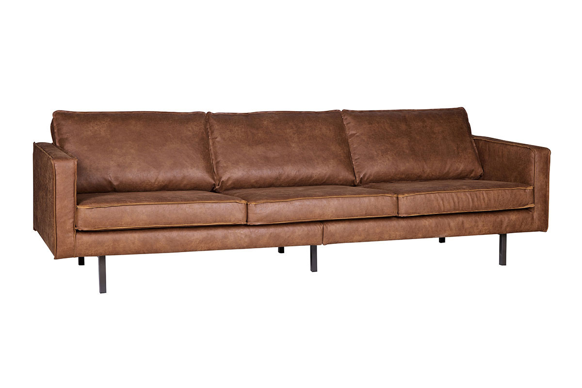 Vintage-Sofa Braunes Leder 3 Sitzpltze ASPEN - Kunstleder