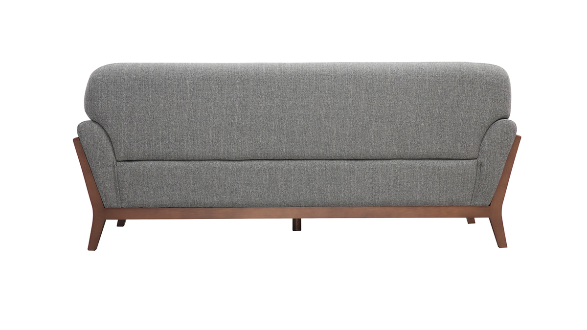 Vintage-Sofa in Grau und Nussbaum 3-Sitzer YOKO