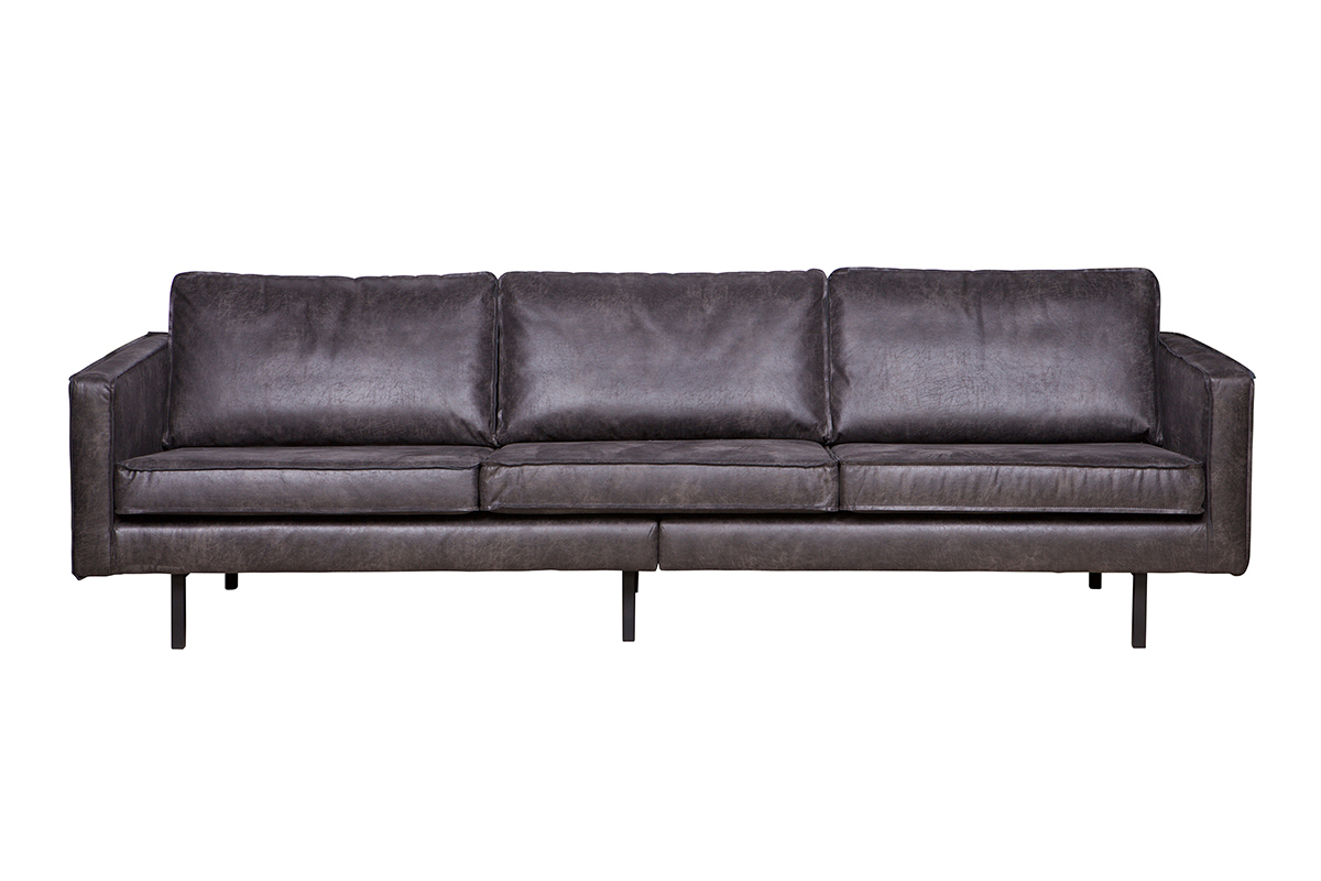 Vintage-Sofa Leder Schwarz 4 Sitzpl�tze ASPEN - rekonstituiertes Leder