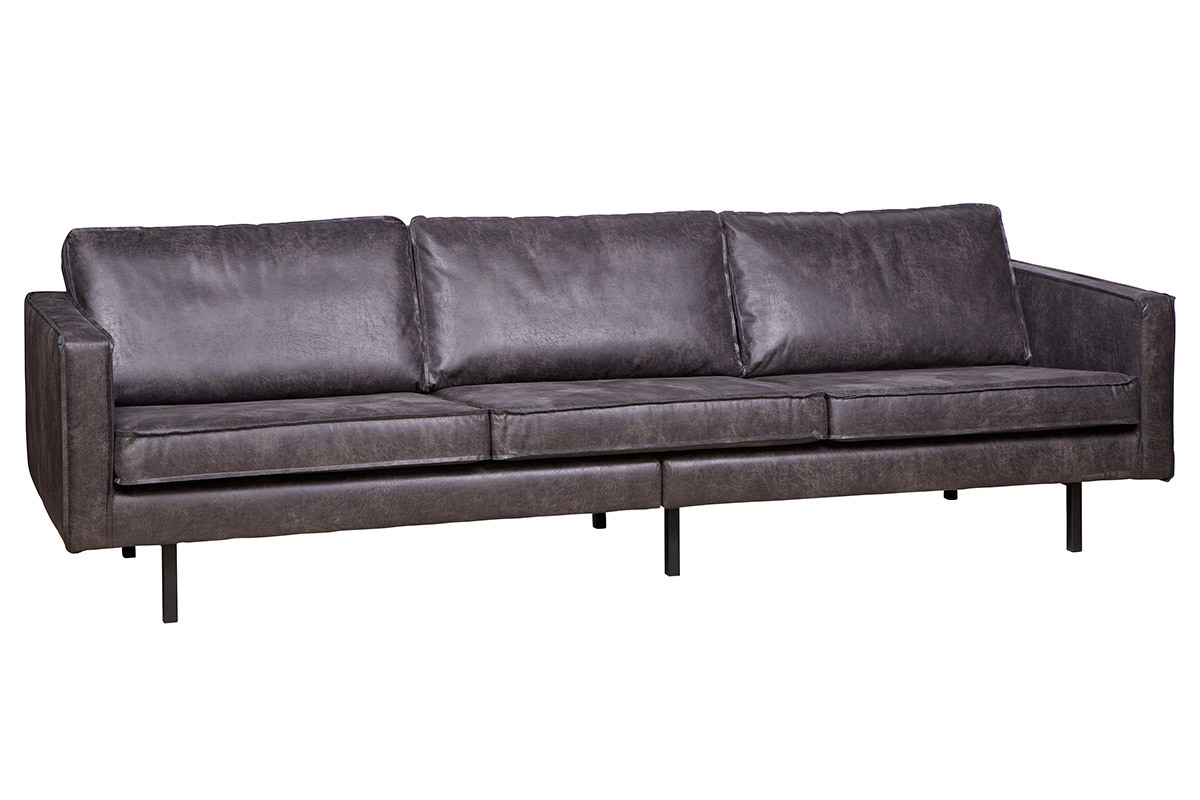 Vintage-Sofa Leder Schwarz 4 Sitzpl�tze ASPEN - rekonstituiertes Leder