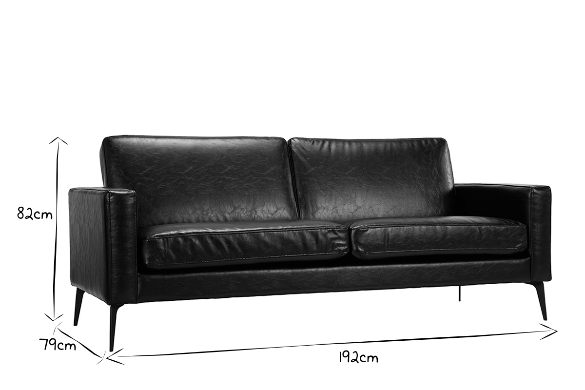 Vintage-Sofa Schwarz 3 Sitzpltze RICCI