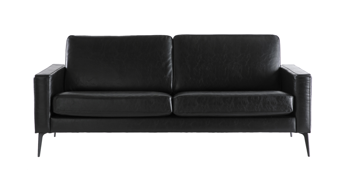 Vintage-Sofa Schwarz 3 Sitzpltze RICCI