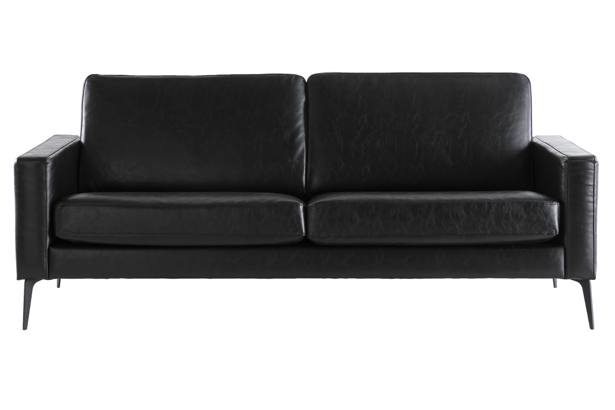 Vintage-Sofa Schwarz 3 Sitzpltze RICCI