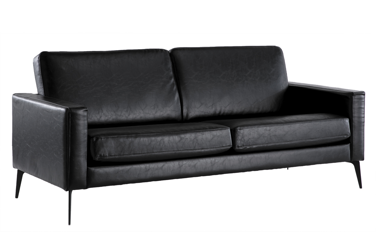Vintage-Sofa Schwarz 3 Sitzpltze RICCI