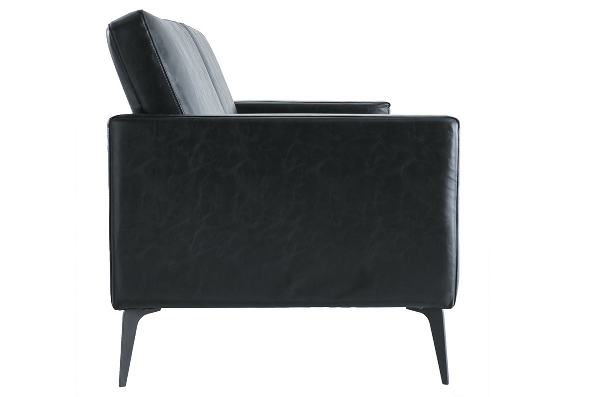 Vintage-Sofa Schwarz 3 Sitzpltze RICCI