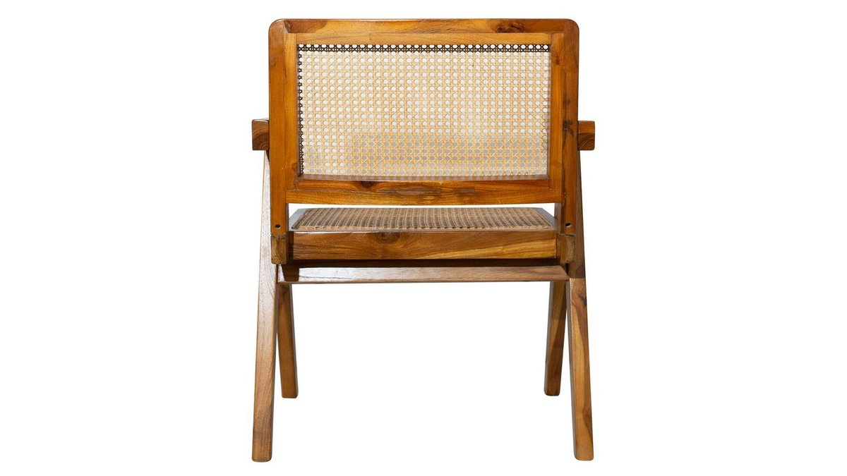 Vintage-Stuhl aus massivem Teakholz und Rattangeflecht JANNIE