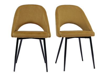 Vintage-Stühle aus bronzefarbenem Samt mit Beinen aus Metall 2er-Set COSETTE