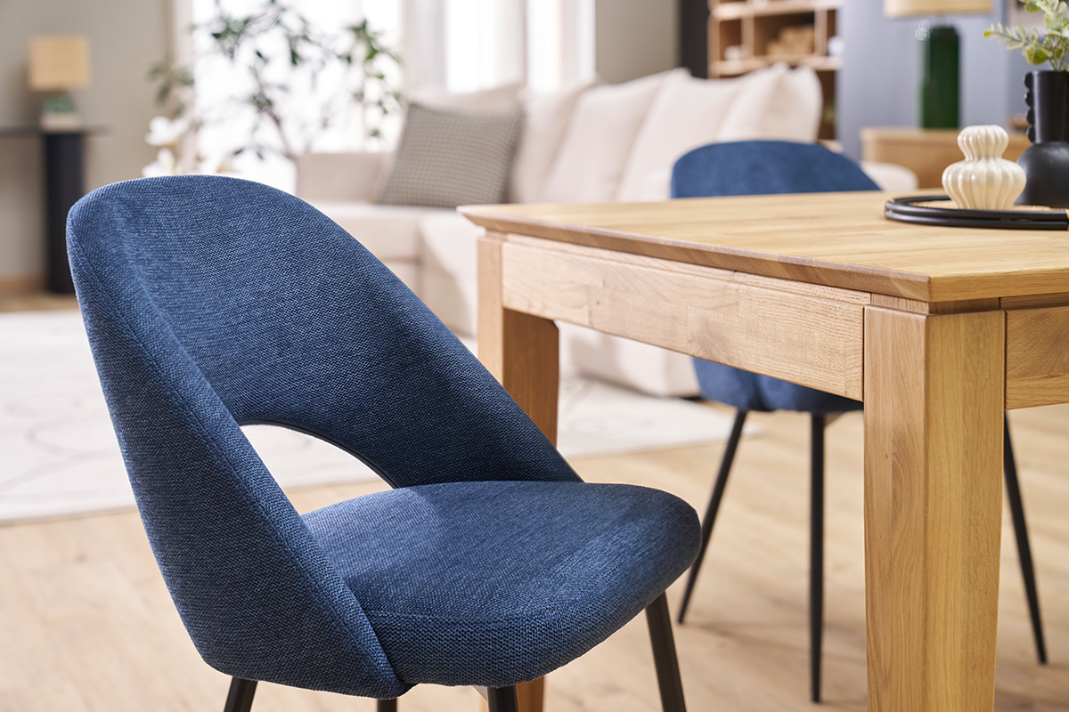 Vintage-Sthle aus dunkelblauem Samt-Effekt-Stoff und schwarzem Metall (2er Set) COSETTE