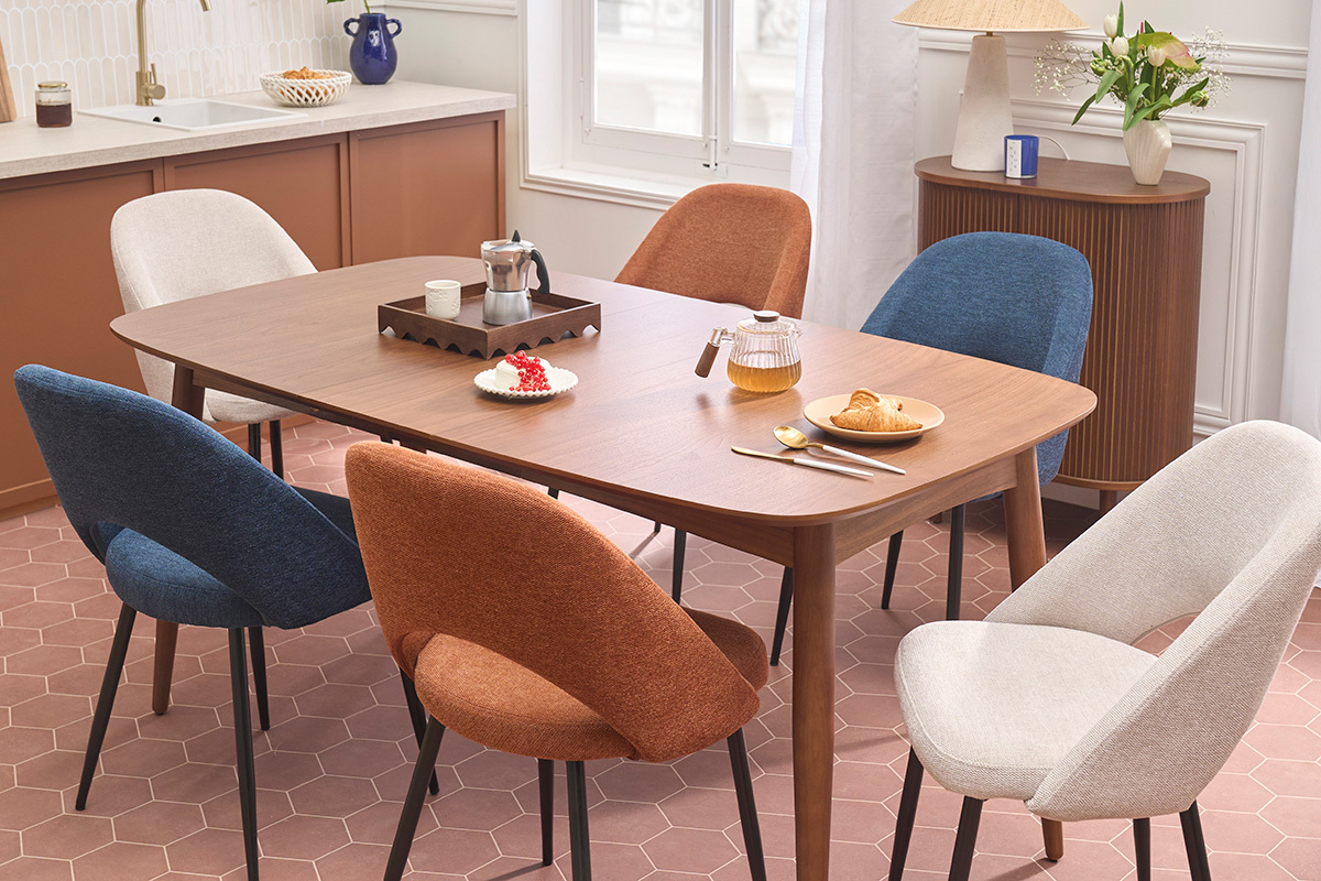 Vintage-St�hle aus dunkelblauem Samt-Effekt-Stoff und schwarzem Metall (2er Set) COSETTE