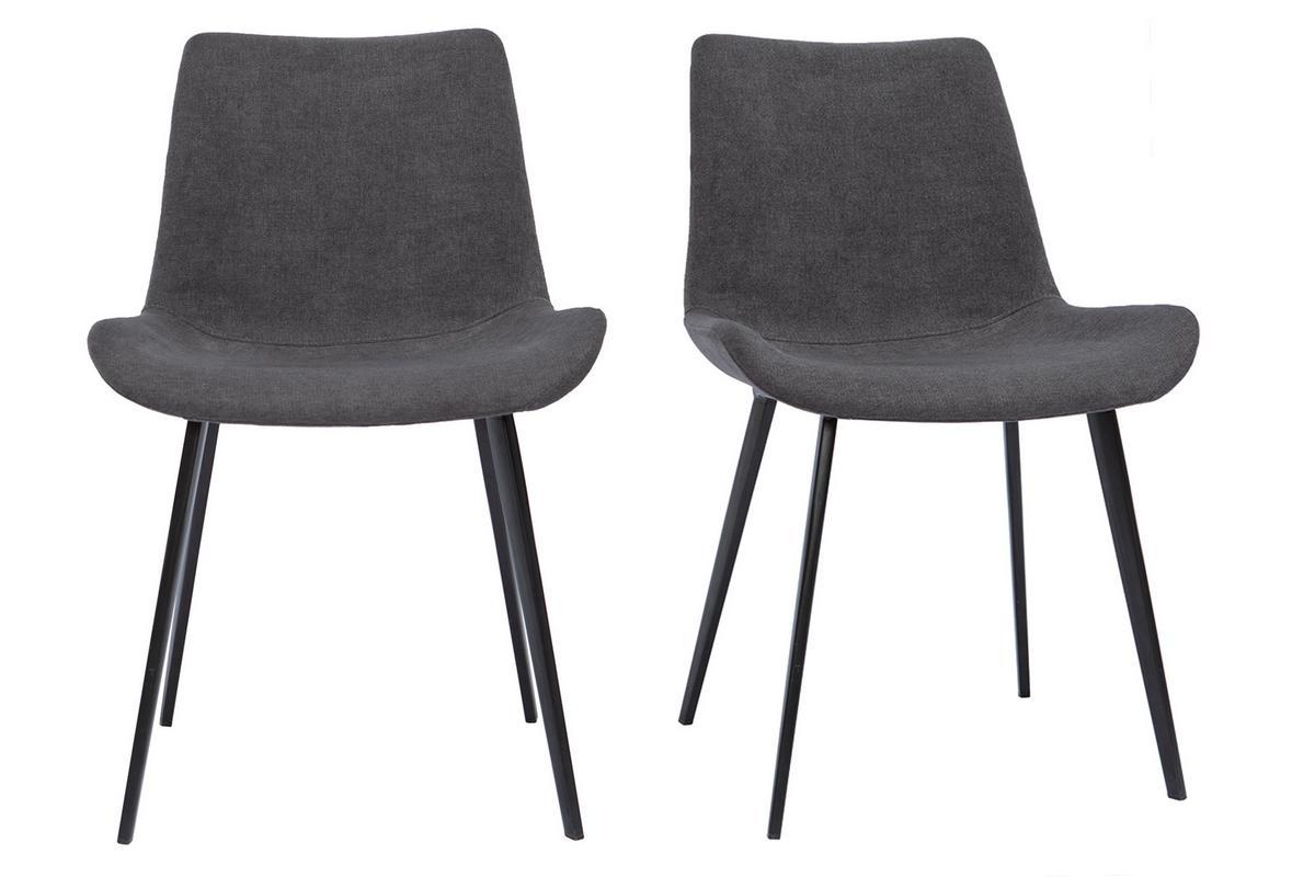Vintage-Sthle aus dunkelgrauem Stoff mit Samteffekt und schwarzem Metall (2er-Set) RIOT