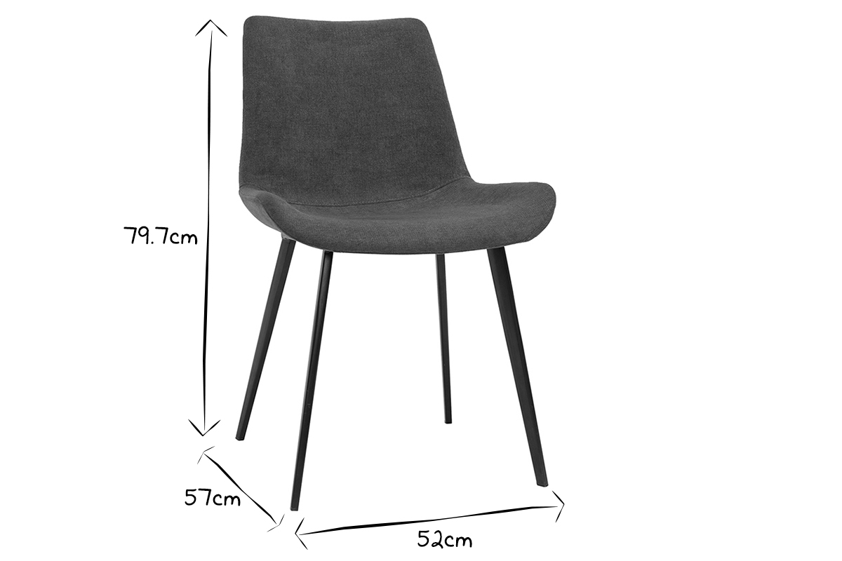 Vintage-Sthle aus dunkelgrauem Stoff mit Samteffekt und schwarzem Metall (2er-Set) RIOT