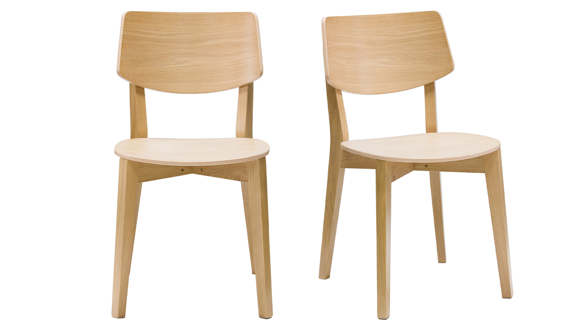 Vintage-Stühle aus hellem Holz (2er-Set) AVEA