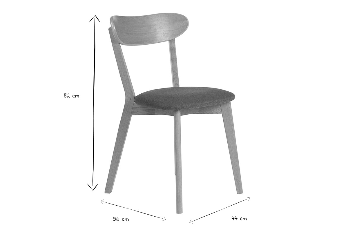 Abmessungen des Stuhls DOVE in Schwarz und Wei�, H�he 82 cm, Tiefe 56 cm, Breite 44 cm.
